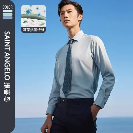 【薄荷抑菌纤维】报喜鸟新款男商务张若昀同款防污长袖衬衫男图片