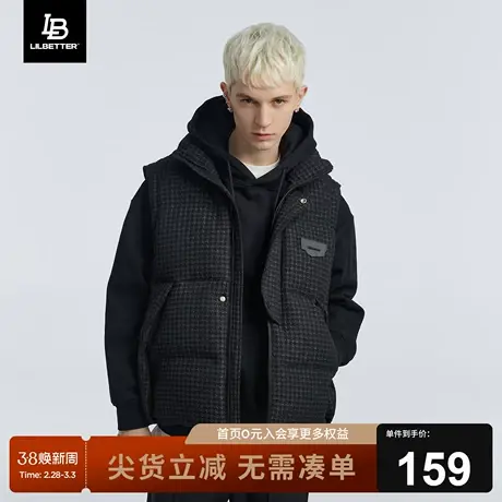 Lilbetter千鸟格马甲男冬季新款提花棉衣高级宽松男士防寒衣服潮图片