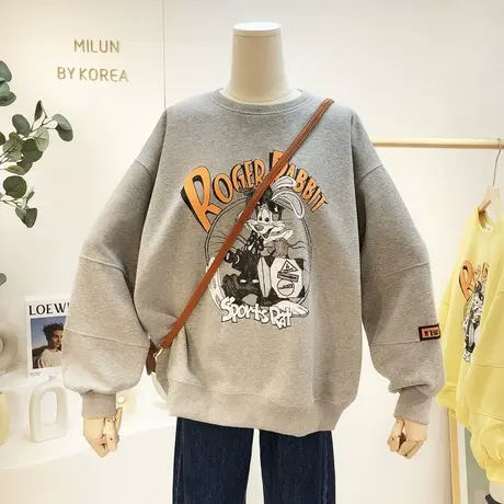 2021秋冬新款韩国东大门ins洋气减龄休闲慵懒风卫衣宽松大码加厚商品大图