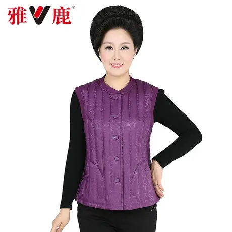 雅鹿中老年羽绒服马甲女加厚宽松大码短款修身马夹冬季内穿妈妈装商品大图