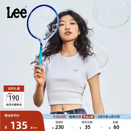 Lee25春夏新品修身版型圆领刺绣小Logo女短袖T恤潮LWT009873207图片