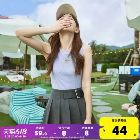 唐狮2024夏季新款女背心前胸星星镂空辣妹时尚设计感内搭外穿G商品大图
