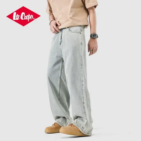 Lee Cooper/李库珀 复古百搭宽松阔腿牛仔裤男透气运动直筒休闲裤商品大图