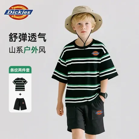 Dickies童装男童套装夏季儿童2025新款条纹短袖t恤男孩潮牌夏装A图片