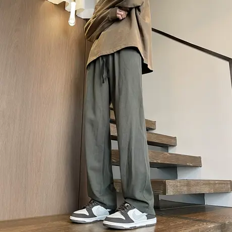 日系直筒工装裤男款秋季纯棉潮牌盐系男友风休闲裤子男生阔腿长裤商品大图