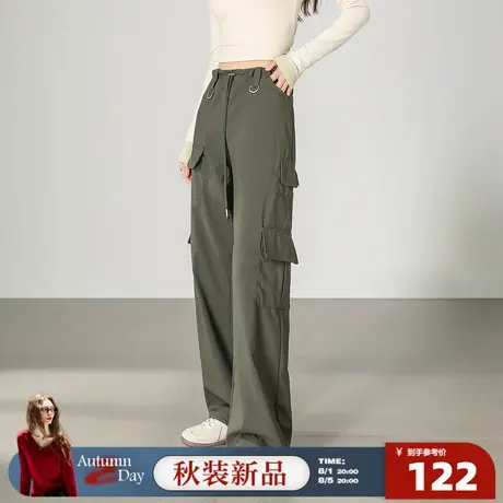 8.1/20点上新唐狮2025秋季新款工装裤女休闲裤宽松直筒高腰多袋j1商品大图