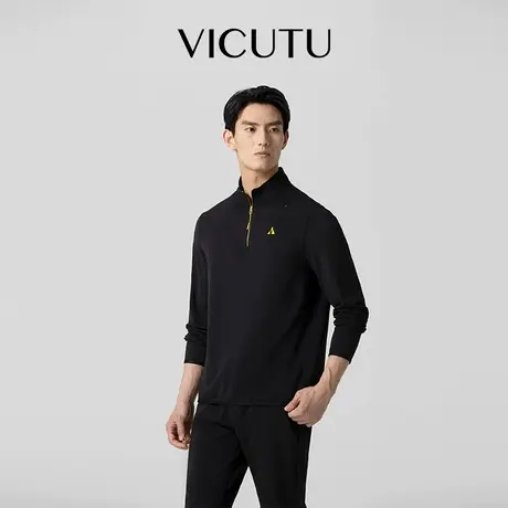 VICUTU威可多男士长袖T恤新款拉链半高领商务休闲百搭打底衫图片