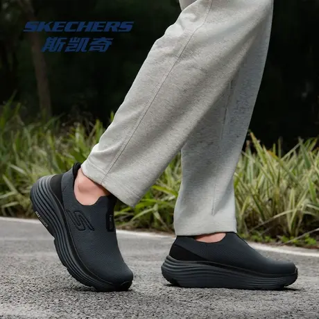 Skechers/斯凯奇休闲运动男鞋2025夏季新款一脚蹬透气厚底网面鞋商品大图