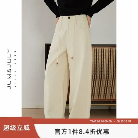 嘉茱莉新款加绒高腰阔腿牛仔裤女2025春季新款天丝垂感拖地阔腿裤商品大图