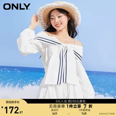 ONLY奥莱春季新款设计感显瘦一字肩雪纺衫女图片