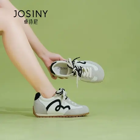 Josiny/卓诗尼秋25厚底阿甘鞋百搭轻便软底运动休闲鞋系带德训鞋商品大图