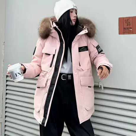 鸭宝宝2025新款情侣男女同款软壳休闲工装90鸭绒毛领羽绒服商品大图