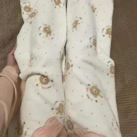 秋冬款~加厚保暖雪粒绒长裤元气小熊卡通可爱家居睡裤暖呼呼图片