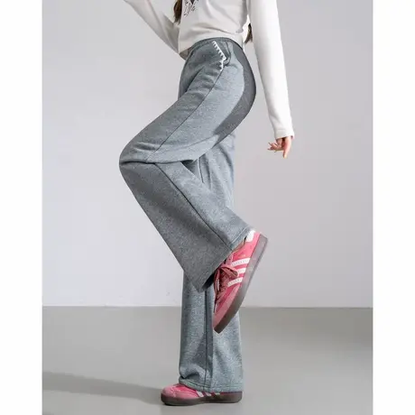 唐狮秋冬女袋口绣花加绒休闲裤时尚设计感韩系简约显瘦高级TD商品大图