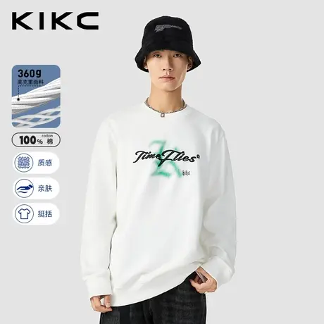 kikc卫衣男2023秋冬新款商场同款高周波印花重磅潮流套头衫上衣图片
