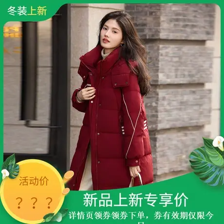 时尚气质羽绒服2023年冬季新款女百搭立领宽松高级连帽中长款上衣图片