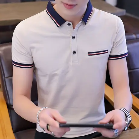 夏季纯棉短袖T恤男韩版修身翻领Polo衫打底衫男装上衣潮韩版修身商品大图