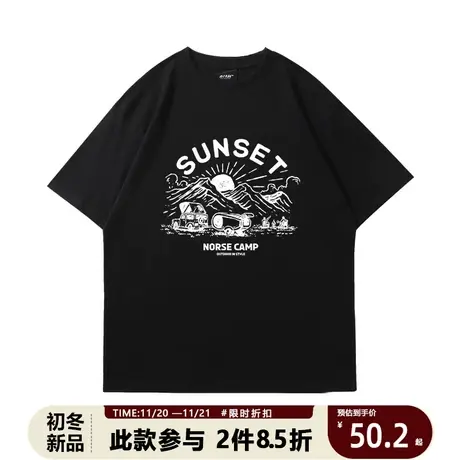 欧美复古百搭黑色短袖女t恤oversize宽松显瘦小众潮牌半袖上衣夏图片