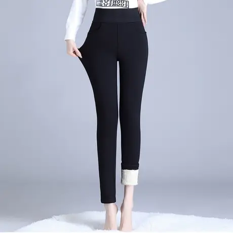 加绒裤子女秋冬款2023年新款黑色休闲裤大码加厚显腿长打底裤冬季图片