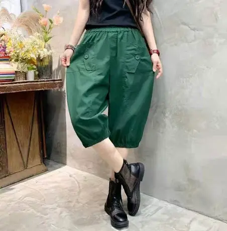 宽松薄款夏季休闲哈伦裤女五分裤短裤灯笼裤子韩版遮肉工装束脚裤商品大图