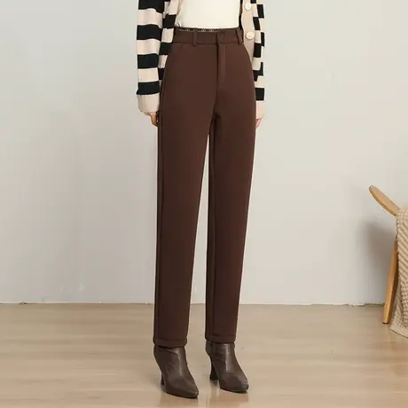 加绒直筒小脚裤韩版哈伦裤高腰显瘦休闲裤女秋冬季2023新款长裤子图片