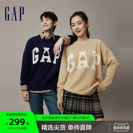 【断码优惠】Gap男女秋冬新款宽松针织衫情侣装保暖毛衣718683图片