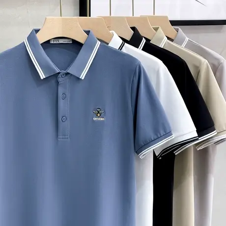 短袖t恤男士polo衫潮牌时尚刺绣高级感商务男装上衣服男夏季潮流商品大图