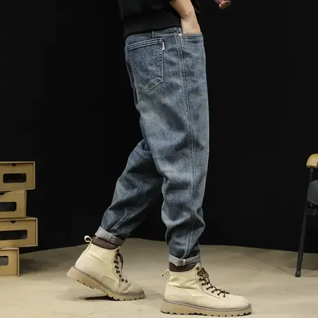 弹力牛仔裤男春季2024新款锥形小直筒春秋款男士裤子宽松大码男裤商品大图