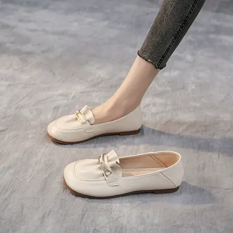 平底单鞋女2024年新款春秋软底百搭浅口瓢鞋舒适孕妇一脚蹬豆豆鞋商品大图