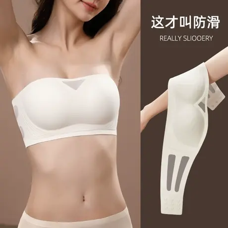 无肩带内衣女防滑抹胸小胸聚拢隐形无痕文胸夏薄款防走光美背裹胸商品大图
