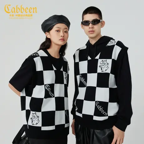 【怪兽电力公司系列】卡宾男装线衫背心春新款棋盘格提花潮W商品大图