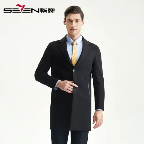 【清仓】柒牌男装西服大衣商务休闲中长款呢子外套时尚毛呢风衣男商品大图