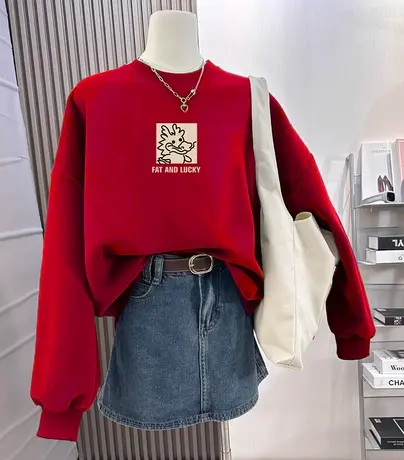 2024爆款龙年亲子装卫衣女ins潮冬季大码上衣休闲风小众复古外套商品大图