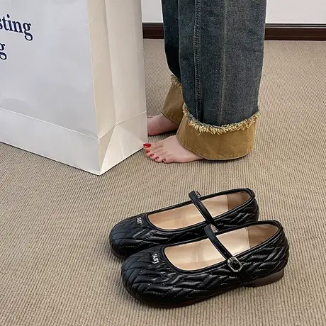 法式玛丽珍鞋女2024年新款小香风轻便通勤浅口单鞋时尚低跟小皮鞋图片