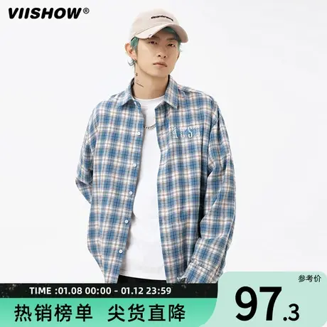VIISHOW潮牌格子衬衫男长袖2024春季新款高级感休闲衬衣情侣外套商品大图