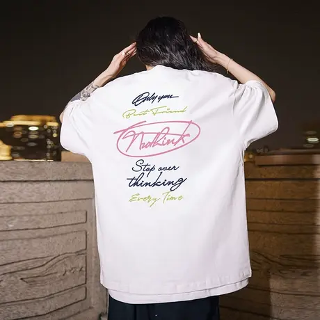 Nuthink加肥加大美式字母短袖T恤男潮牌半截袖宽松潮流半袖夏季潮商品大图