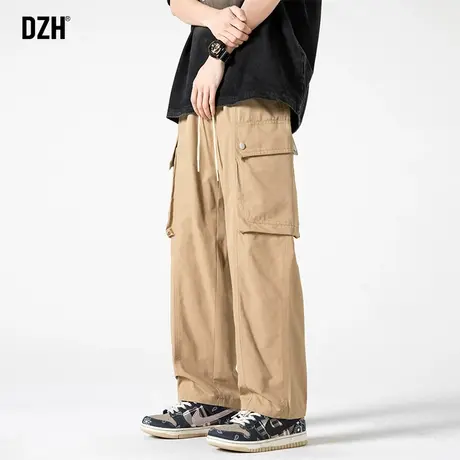 男士卡其色工装裤男直筒潮牌春季裤子2024年新款休闲裤百搭伐木裤商品大图