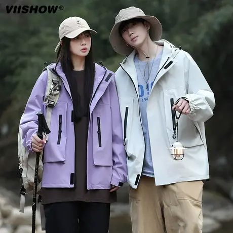 VIISHOW美式户外防水夹克外套男士春秋装新款潮牌休闲工装冲锋衣商品大图