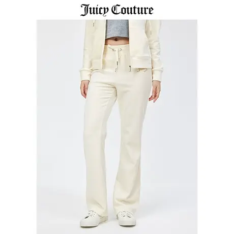 Juicy Couture橘滋休闲裤女春季新款美式抽条高腰运动天鹅绒长裤图片