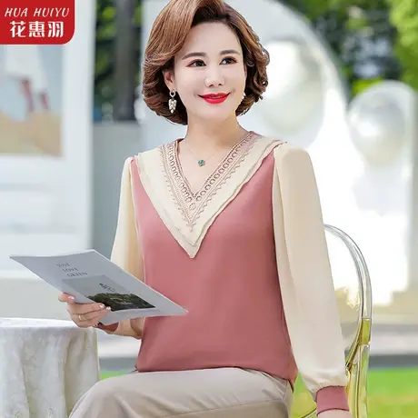 中年女式妈妈秋装打底小衫中老年女装春秋洋气高贵长袖上衣衬衫商品大图