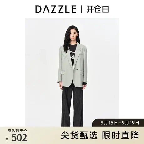 DAZZLE地素奥莱 春季黑色休闲简约字母印花长袖T恤内搭上衣女图片