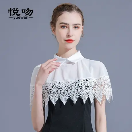 配裙子的外搭罩衫短款衬衫领斗篷小披肩女夏百搭网纱坎肩薄款上衣图片