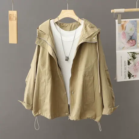 宽松休闲风衣外套女士2023年新款韩版连帽夹克冲锋衣外套女春秋季图片