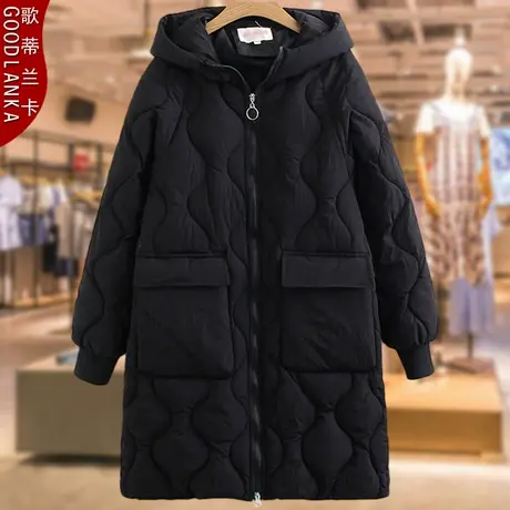 大码女胖妈妈加厚棉服中年胖mm棉袄宽松时尚中长款连帽棉衣200斤图片