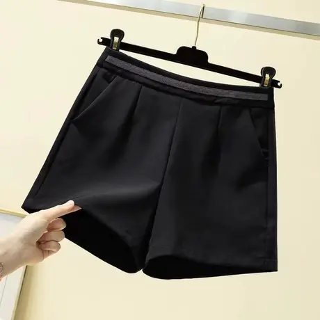 简约松紧腰不规则运动休闲短裤女宽松2023夏季新款阔腿a字热裤子商品大图