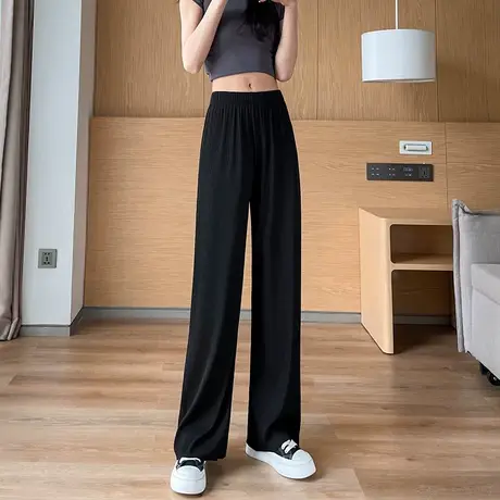 冰丝阔腿裤女夏季薄款高腰垂感防晒小个子休闲直筒拖地面膜裤子女商品大图