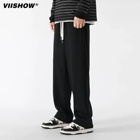 VIISHOW休闲裤男2023新款春秋潮牌宽松直筒拖地百搭直筒长裤子商品大图
