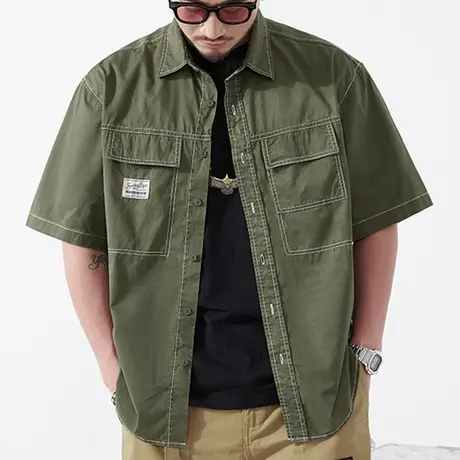 Modi Nick/摩帝尼克夏季男士衬衫日系复古工装衬衫外套美式休闲商品大图