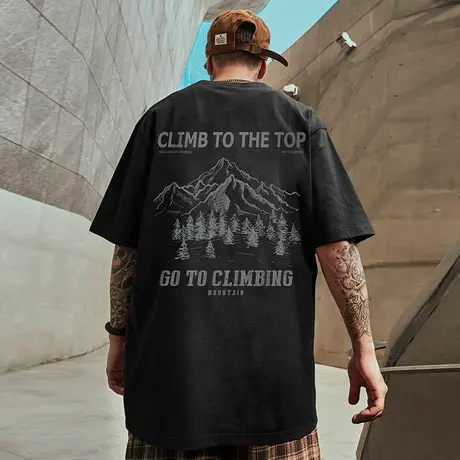 2023重磅潮牌宽松T恤美式短袖五分袖纯棉国潮大码男款夏季半袖男商品大图