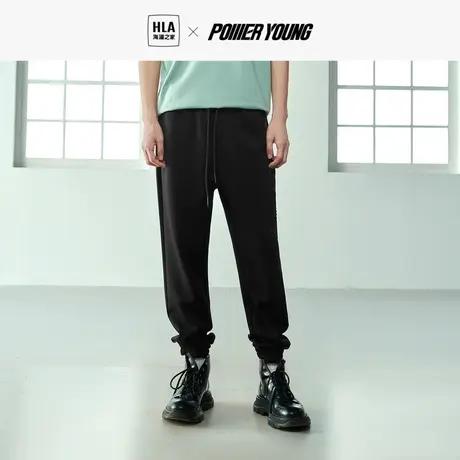 HLA/海澜之家POWER YOUNG休闲裤2023春直筒立体印花卫裤男商品大图